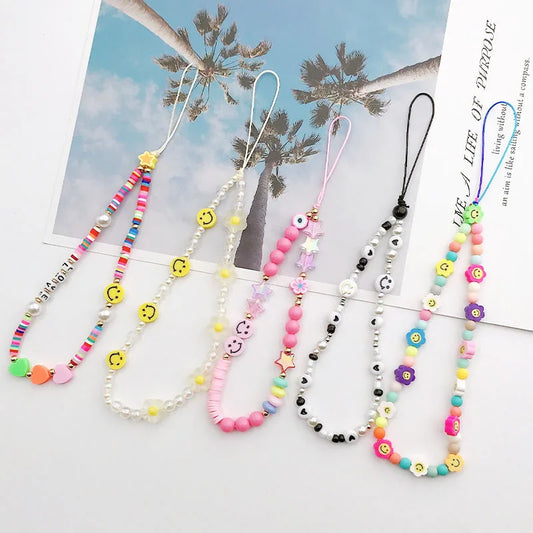 Flowers Star Beads Phone Chain Lanyard for Women