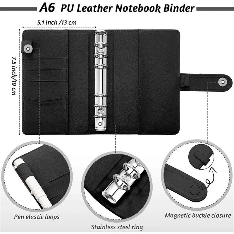 A6 Budget Binders Planner 6 Hole 8 Zipper Envelopes 2 Stickers in One