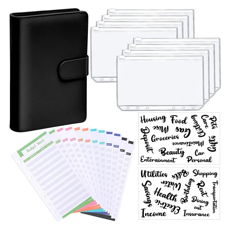 A6 Budget Binders Planner 6 Hole 8 Zipper Envelopes 2 Stickers in One