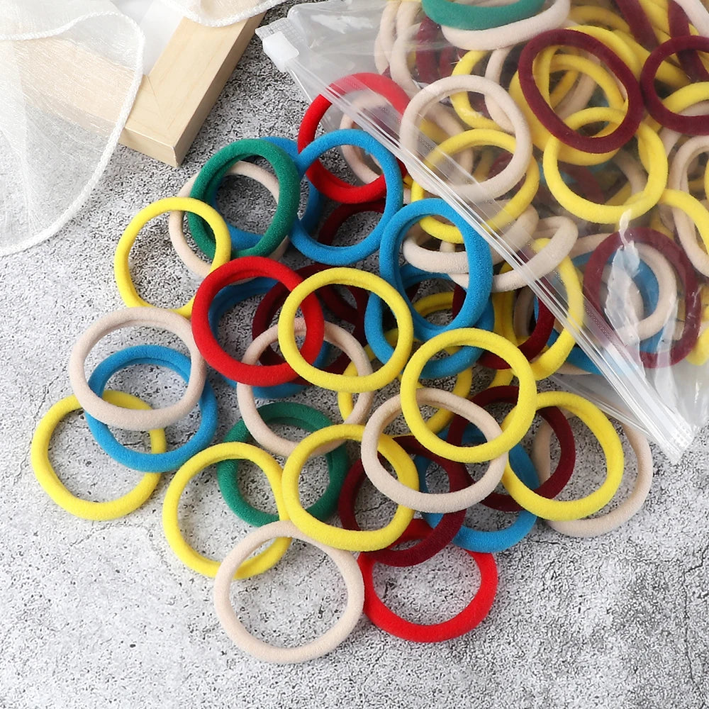 50Pcs Women Girl Mixed Colors Hair Bands 4cm