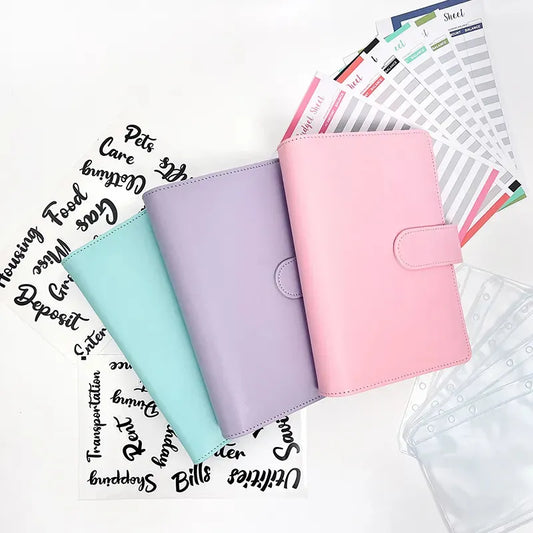 A6 Budget Binders Planner 6 Hole 8 Zipper Envelopes 2 Stickers in One