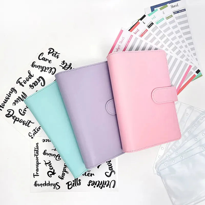 A6 Budget Binders Planner 6 Hole 8 Zipper Envelopes 2 Stickers in One