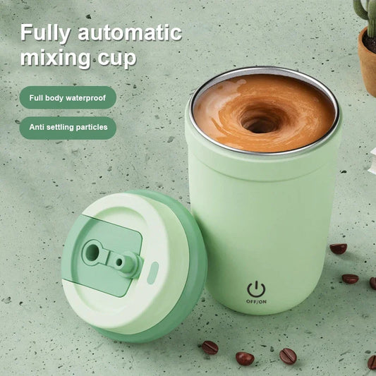 Portable Self Stirring Coffee Mug With Straw